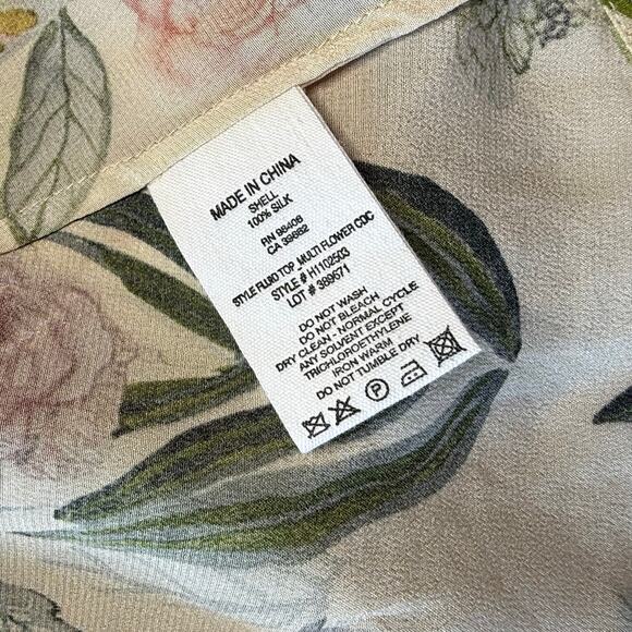 Theory Fluid Silk Floral Sleeveless V-Neck Ivory Top - Picture 6 of 10